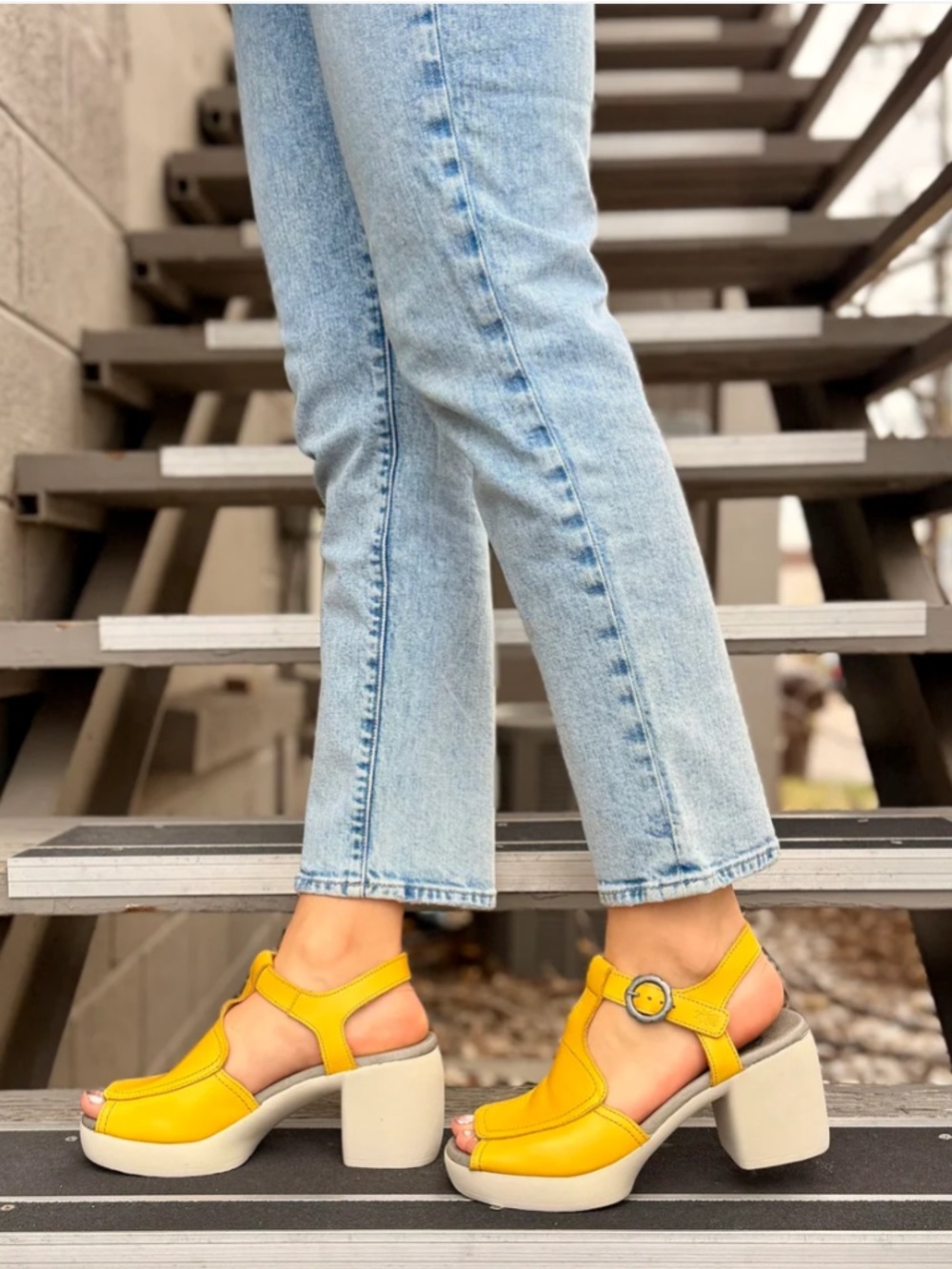 FLY London Flig Platform Heel in Yellow